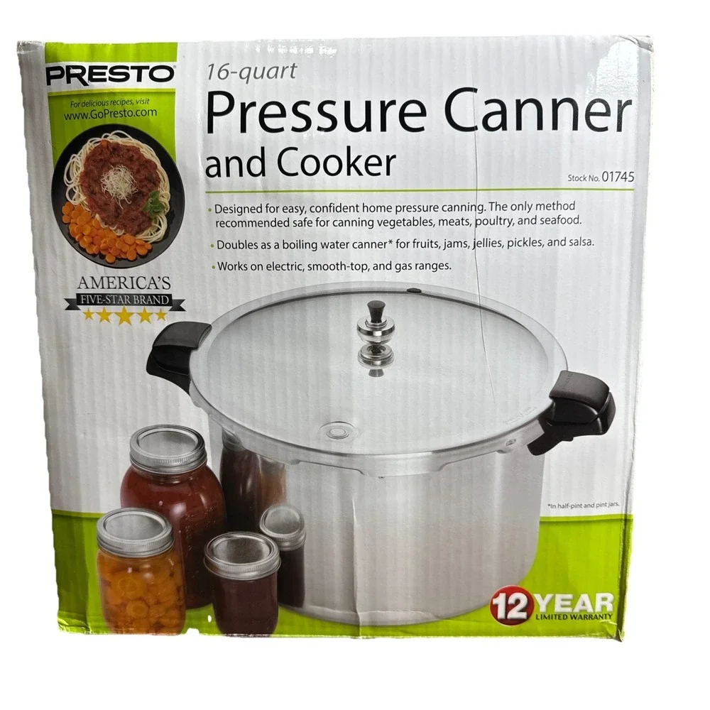 Presto 16-Quart Pressure Canner and Cooker 01745 Aluminum NEW IN BOX!